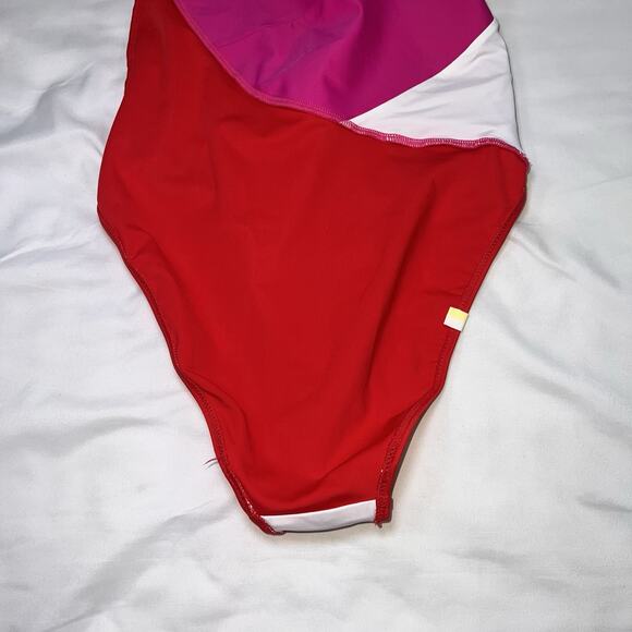 Summersalt Swimsuit Size 2LT Tall Pink Red White Sidestroke One Shoulder Piece - Picture 15 of 15